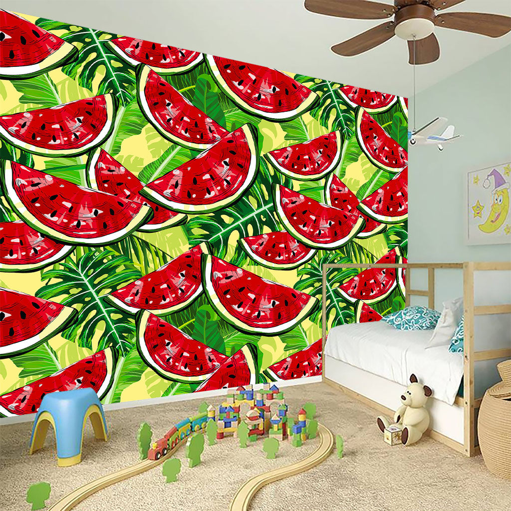 Tropical Leaves Watermelon Pattern Print Wall Sticker