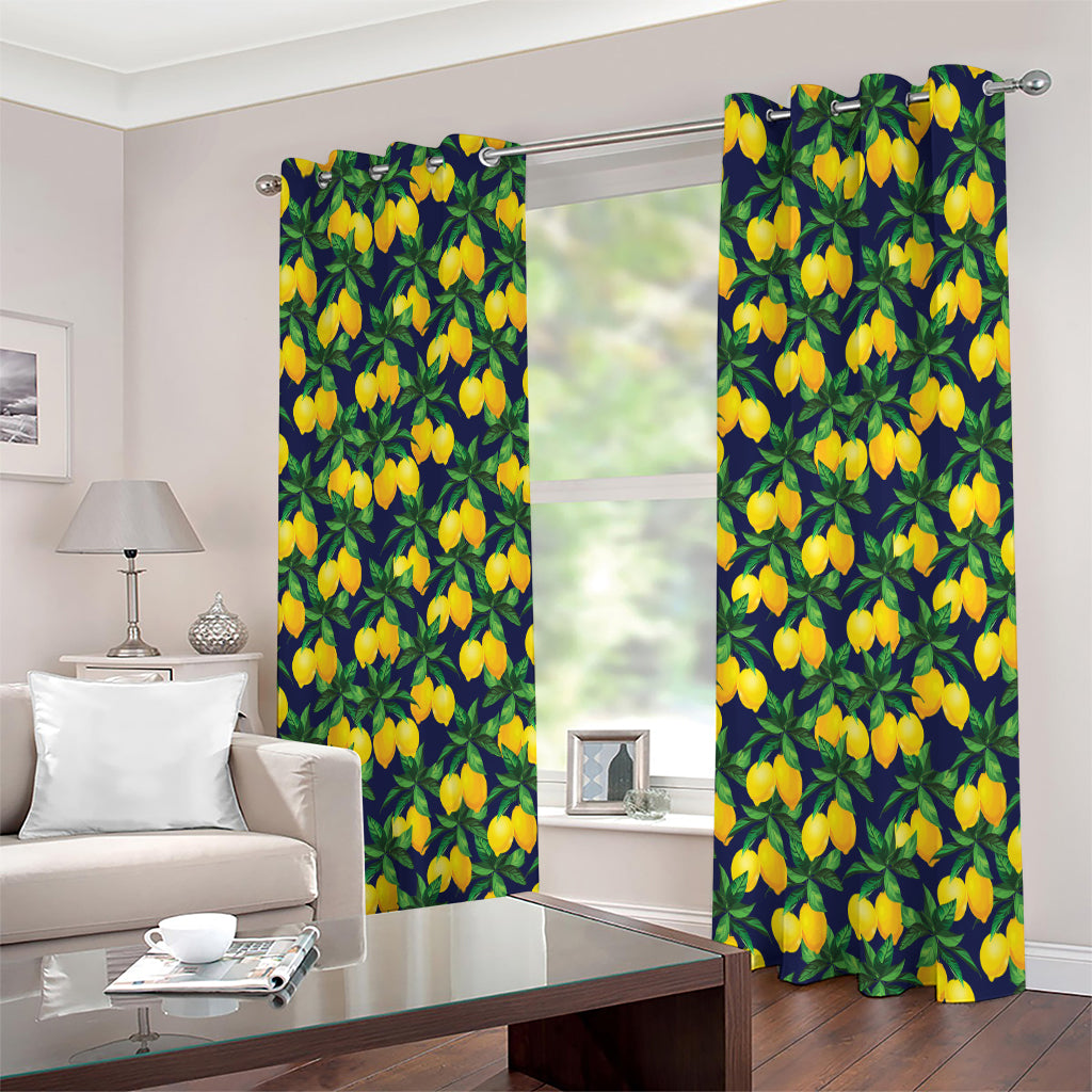 Tropical Lemon Pattern Print Extra Wide Grommet Curtains