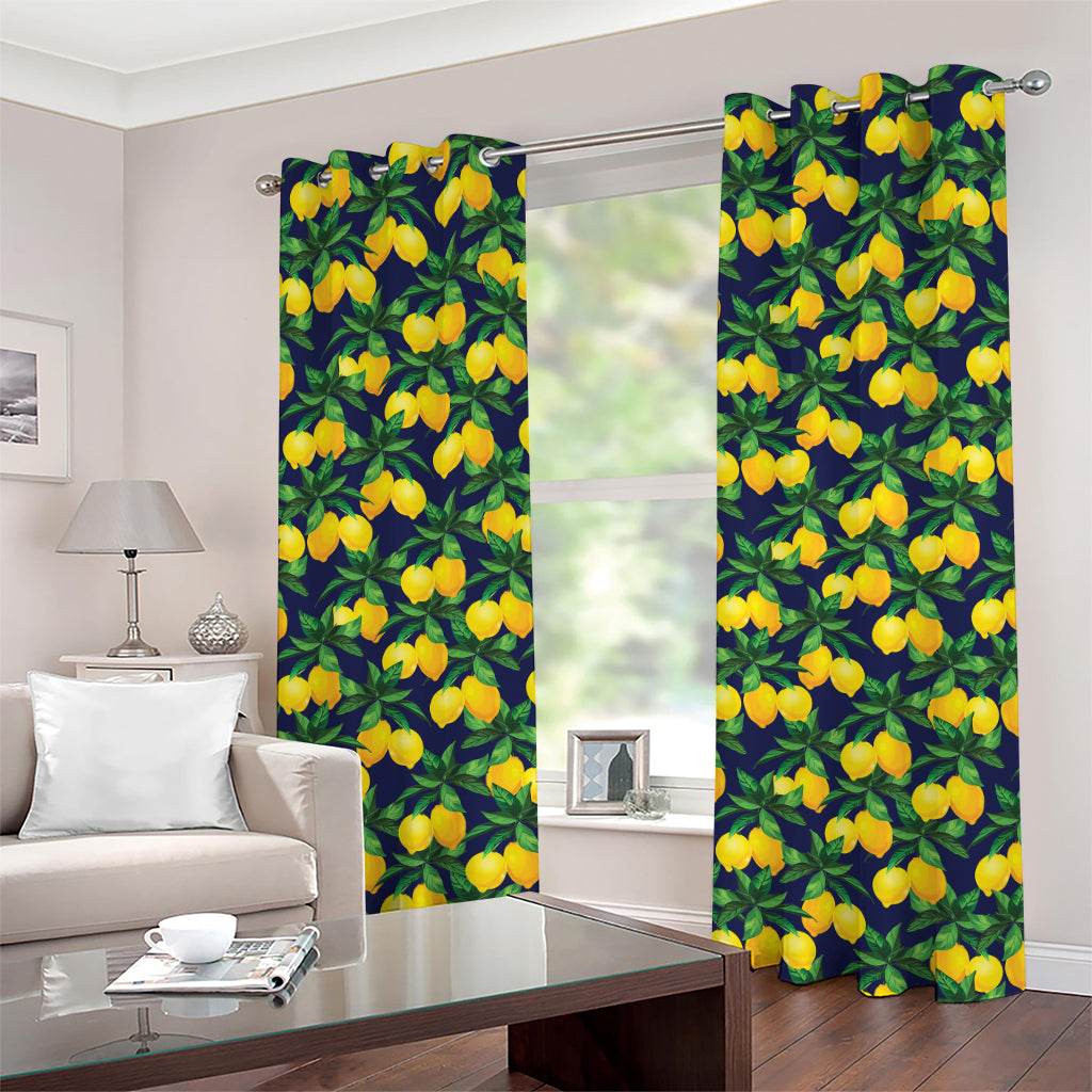 Tropical Lemon Pattern Print Grommet Curtains