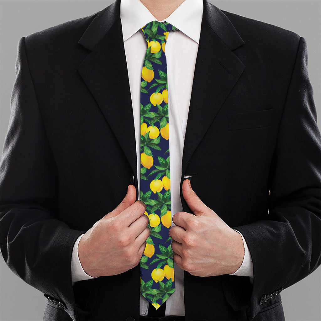 Tropical Lemon Pattern Print Necktie