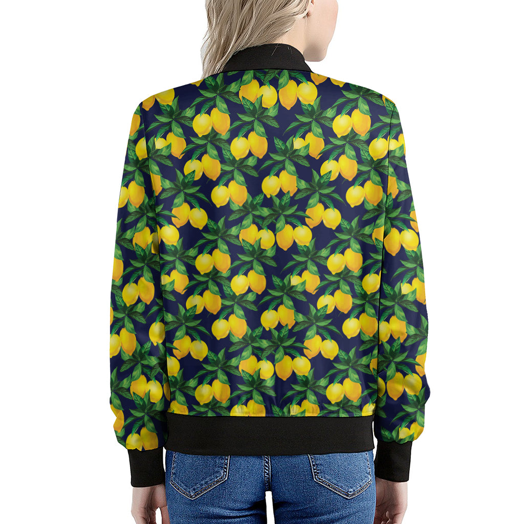 Tropical Lemon Pattern Print Women's Bomber Jacket