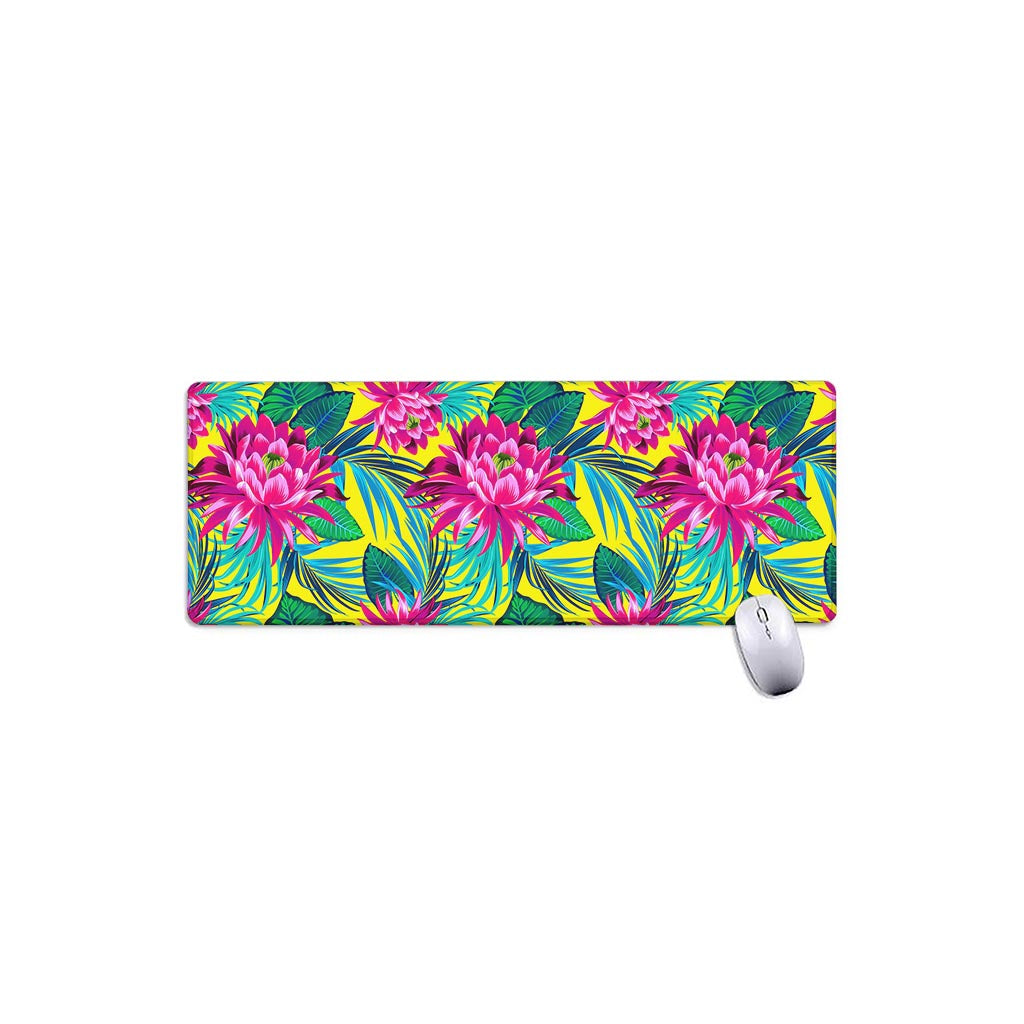 Tropical Lotus Pattern Print Extended Mouse Pad