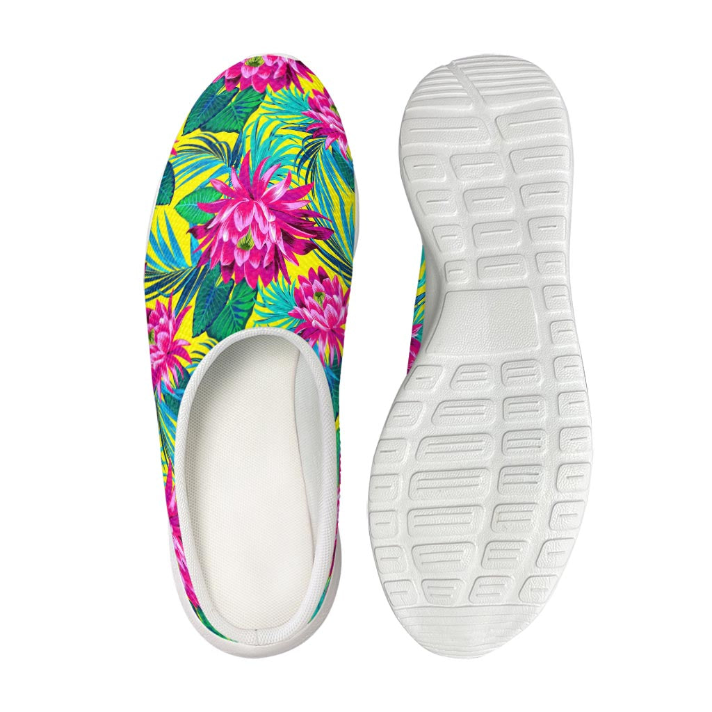 Tropical Lotus Pattern Print Mesh Casual Shoes