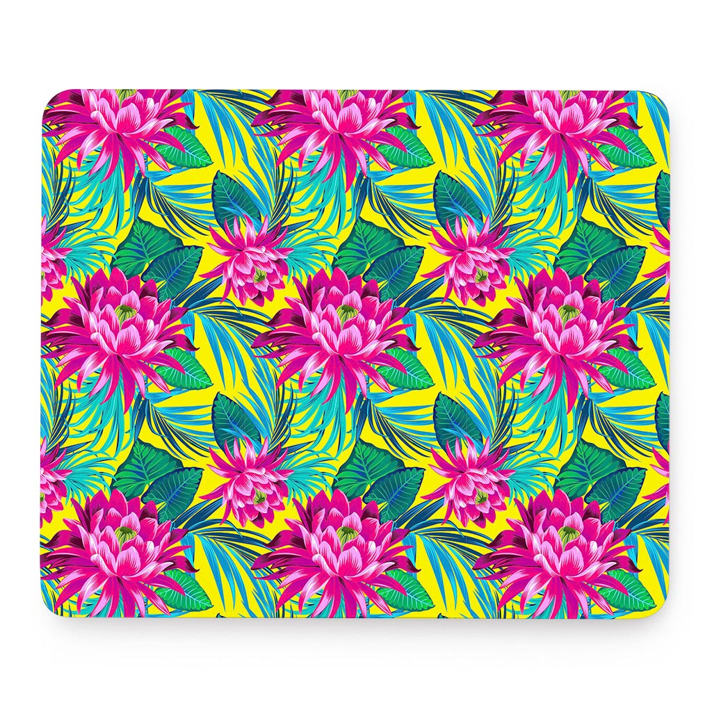 Tropical Lotus Pattern Print Mouse Pad