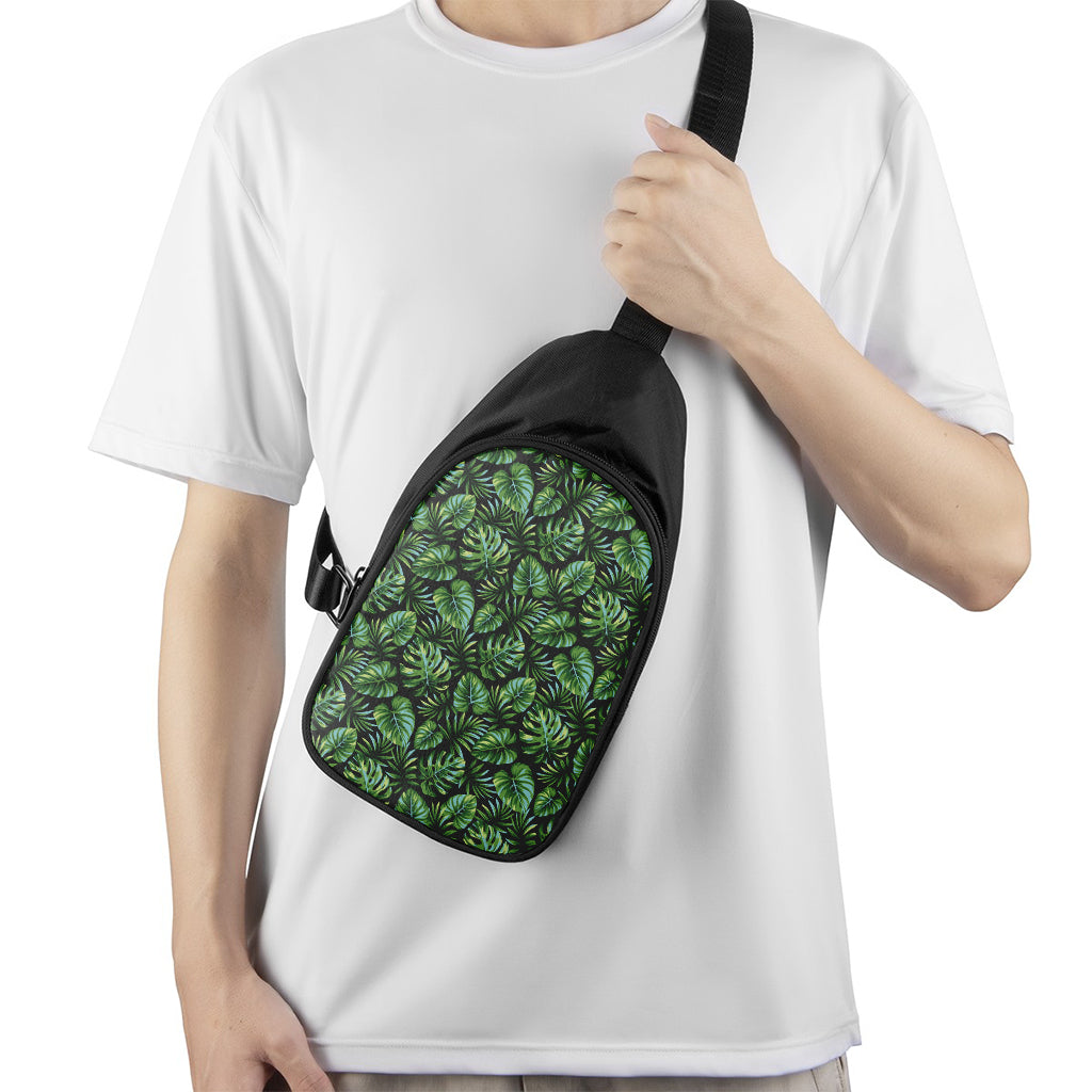 Tropical Monstera Leaves Pattern Print Chest Bag