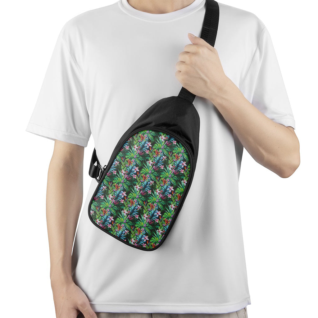 Tropical Palm And Hibiscus Print Chest Bag