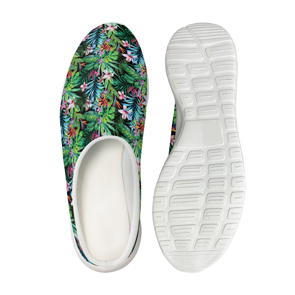 Tropical Palm And Hibiscus Print Mesh Casual Shoes