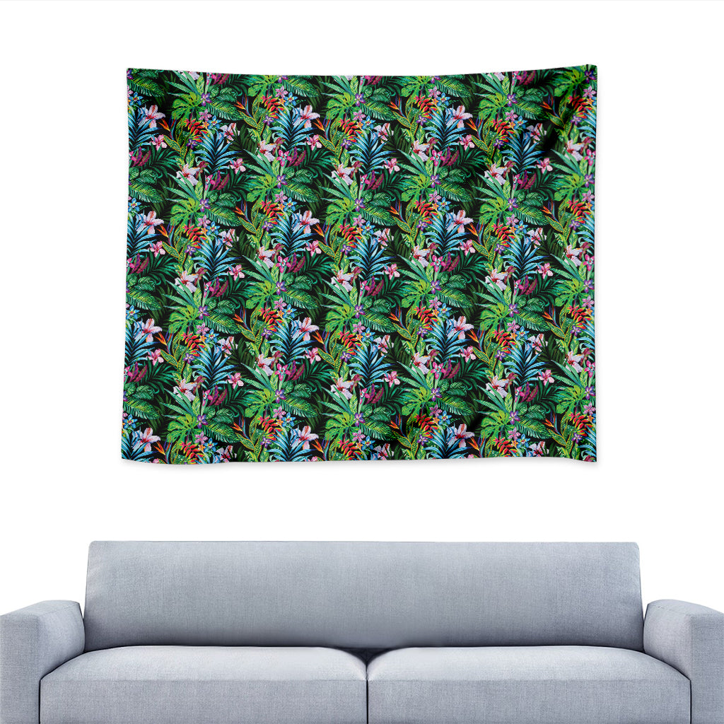 Tropical Palm And Hibiscus Print Tapestry