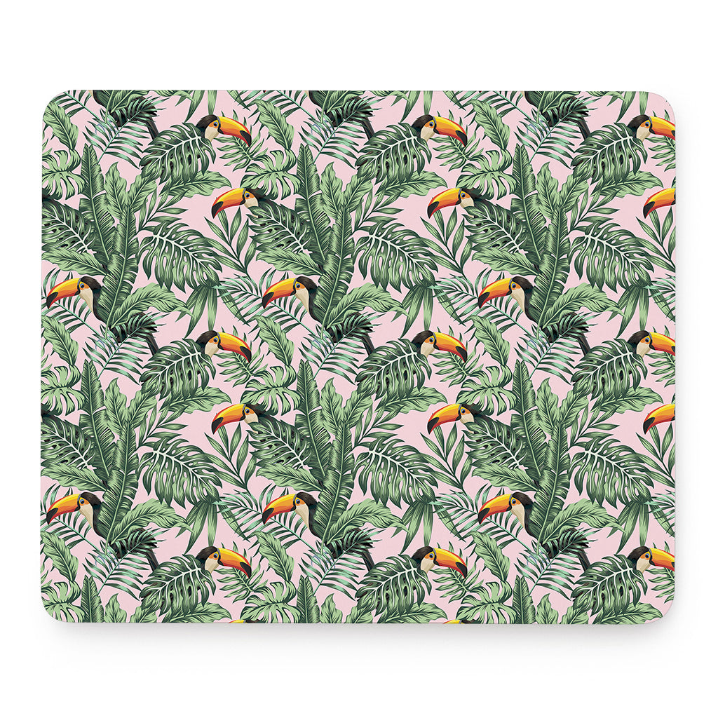 Tropical Palm Leaf And Toucan Print Mouse Pad