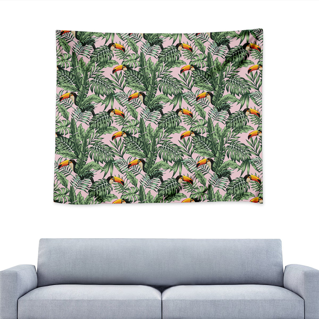 Tropical Palm Leaf And Toucan Print Tapestry
