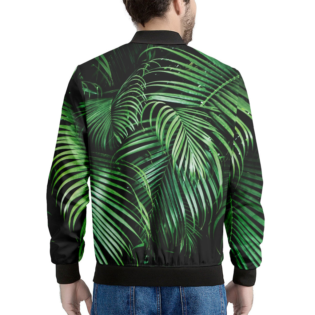 Tropical Palm Leaf Print Men's Bomber Jacket