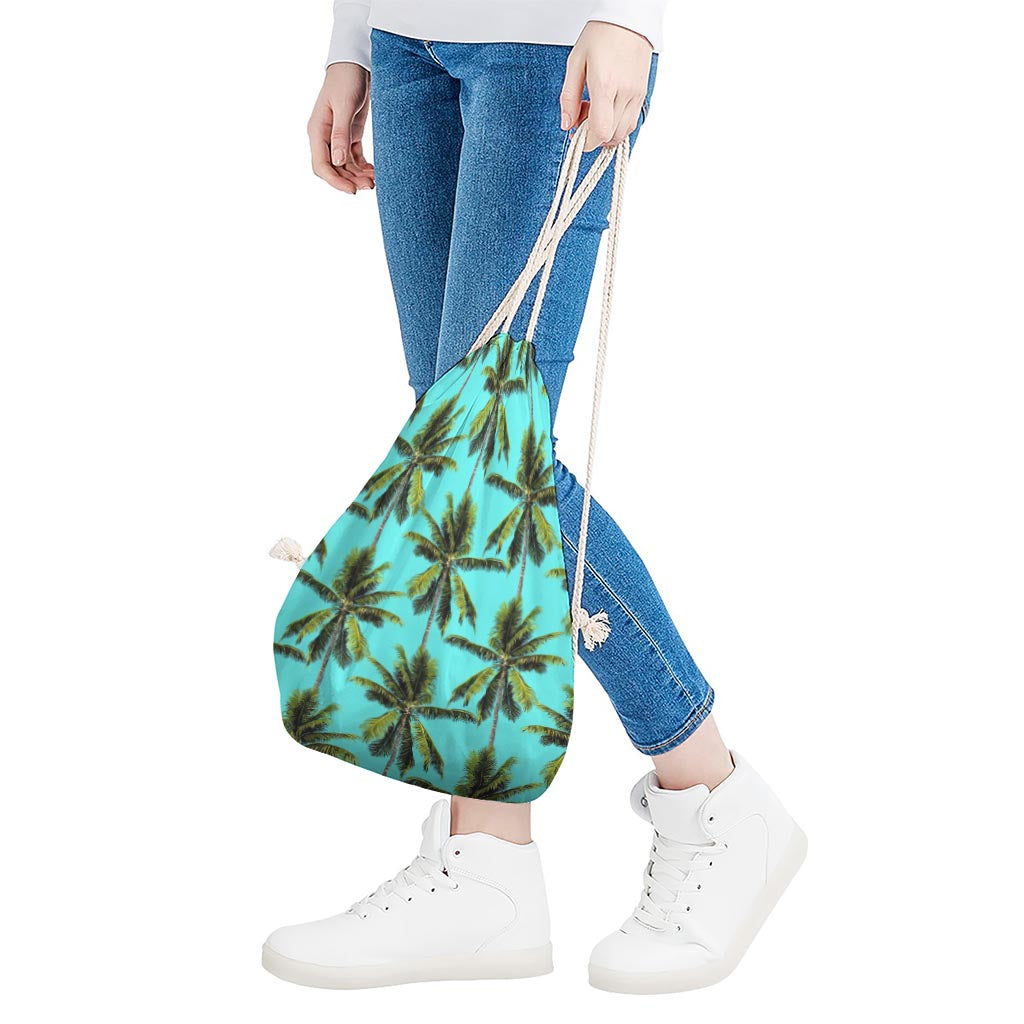 Tropical Palm Tree Pattern Print Drawstring Bag
