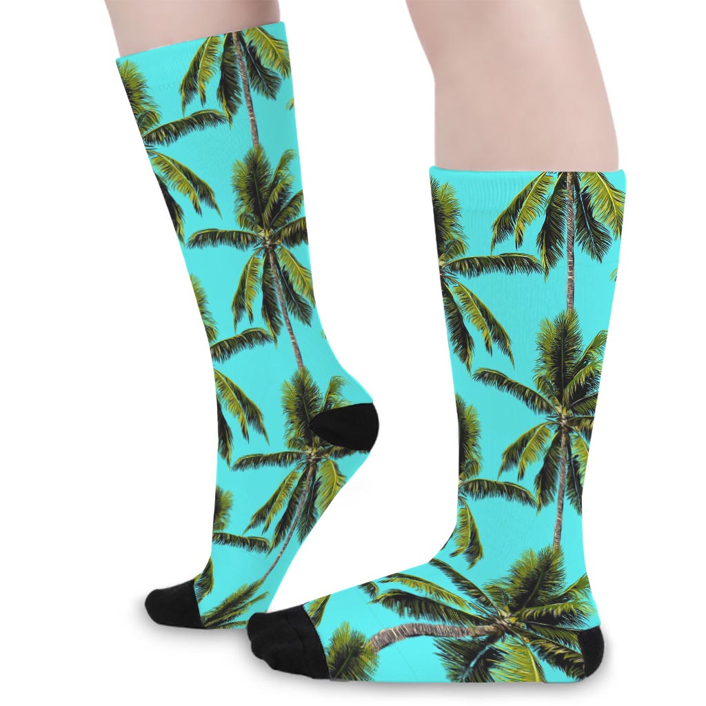 Tropical Palm Tree Pattern Print Long Socks