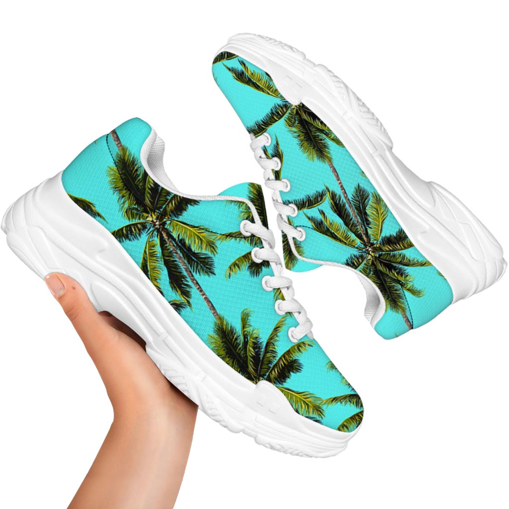 Tropical Palm Tree Pattern Print White Chunky Shoes