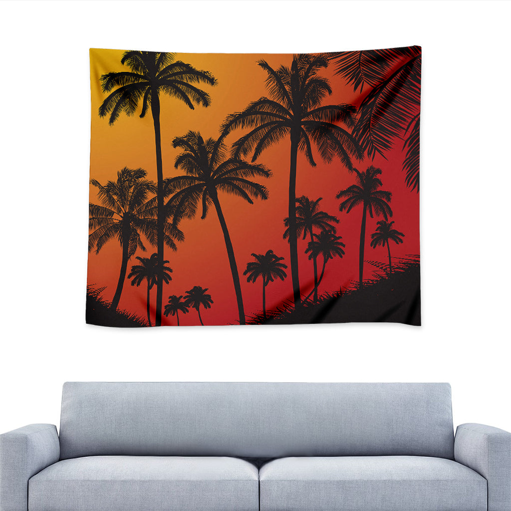 Tropical Palm Tree Sunset Print Tapestry