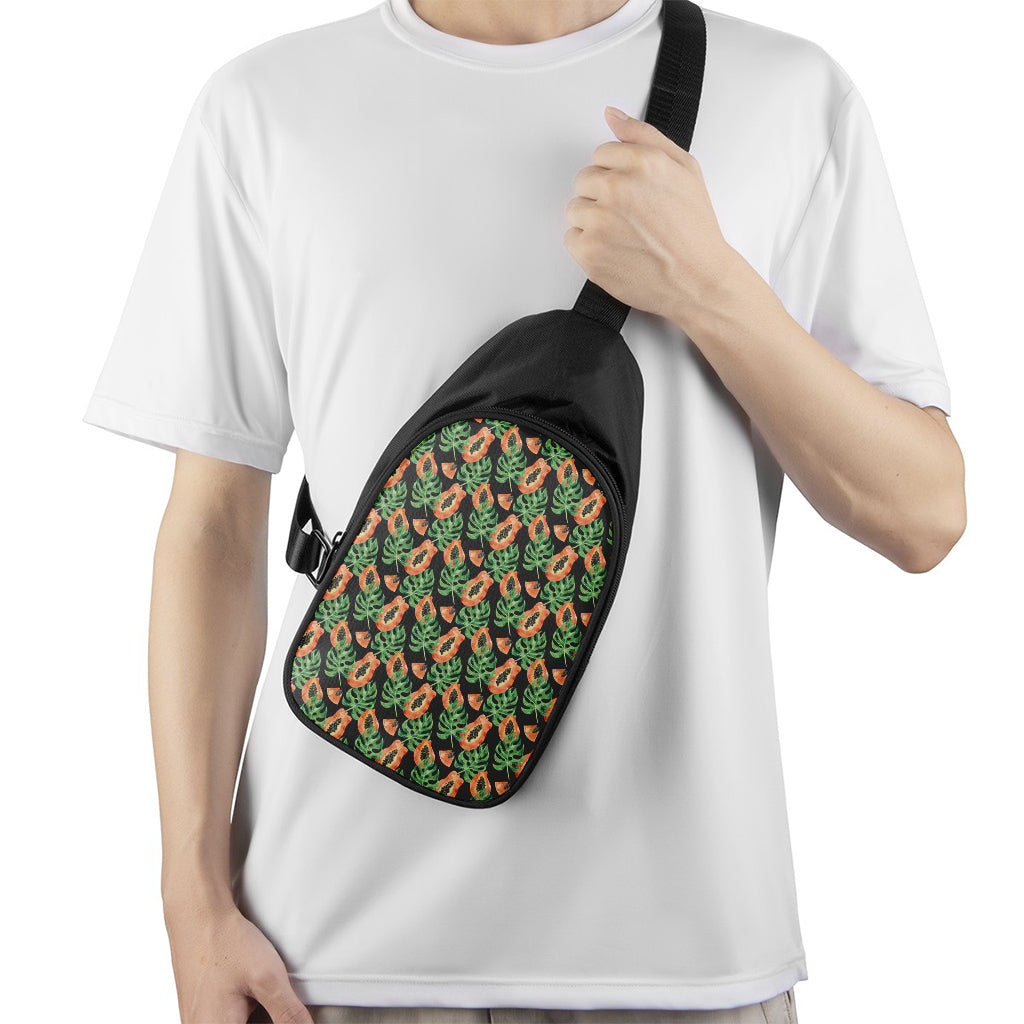 Tropical Papaya Pattern Print Chest Bag