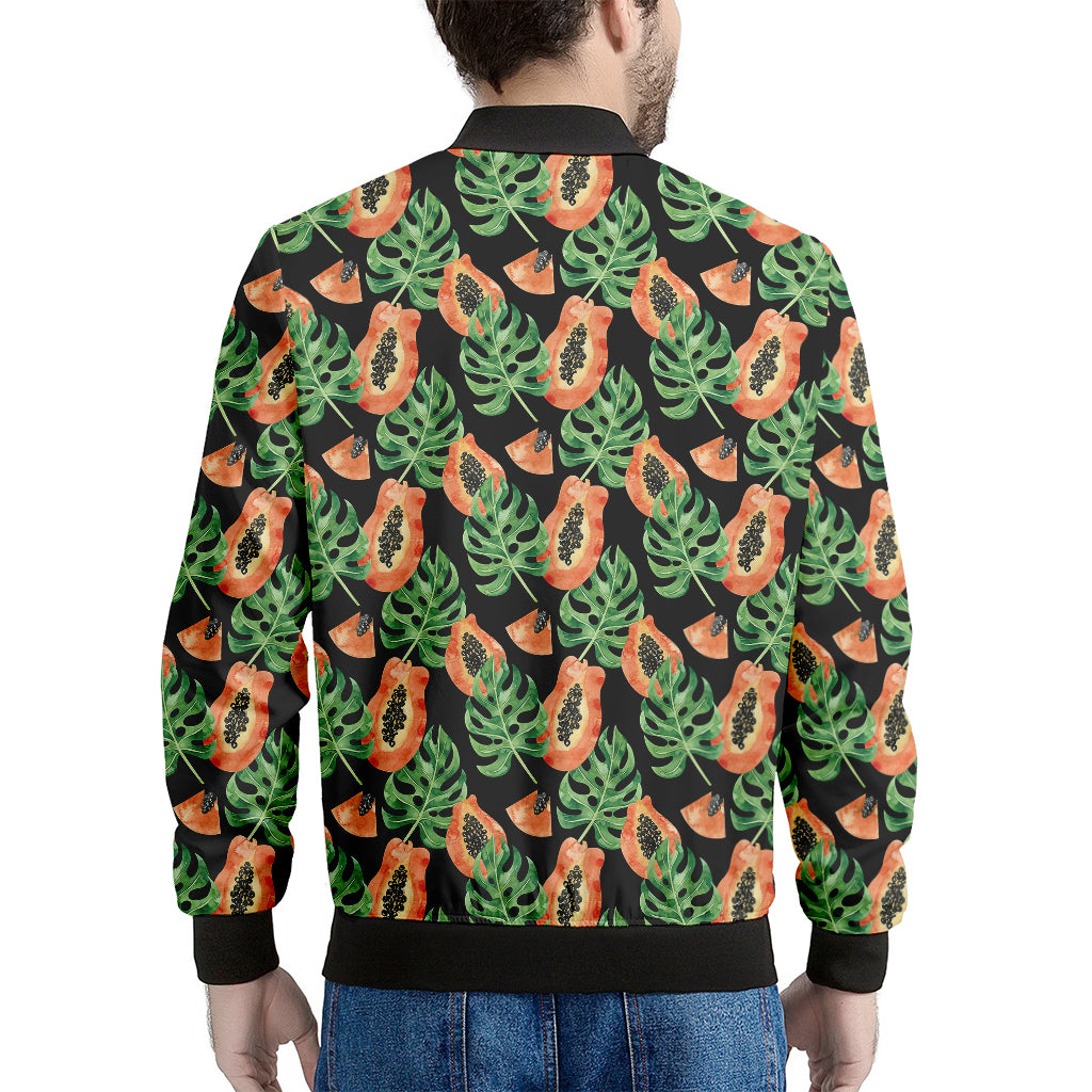 Tropical Papaya Pattern Print Men's Bomber Jacket