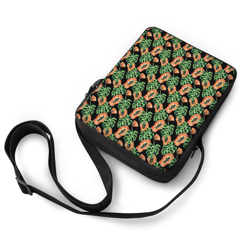 Tropical Papaya Pattern Print Rectangular Crossbody Bag