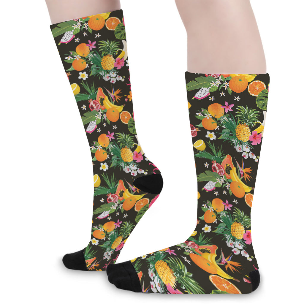 Tropical Paradise Fruits Pattern Print Long Socks