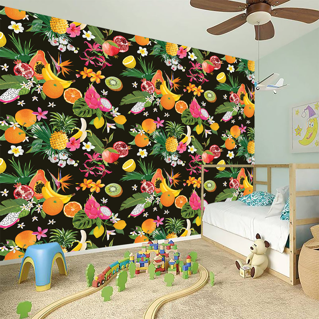 Tropical Paradise Fruits Pattern Print Wall Sticker