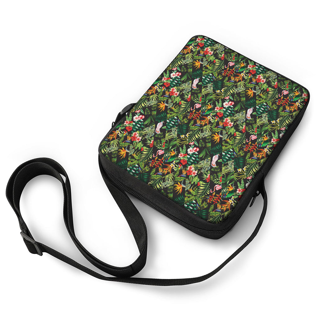 Tropical Patchwork Pattern Print Rectangular Crossbody Bag
