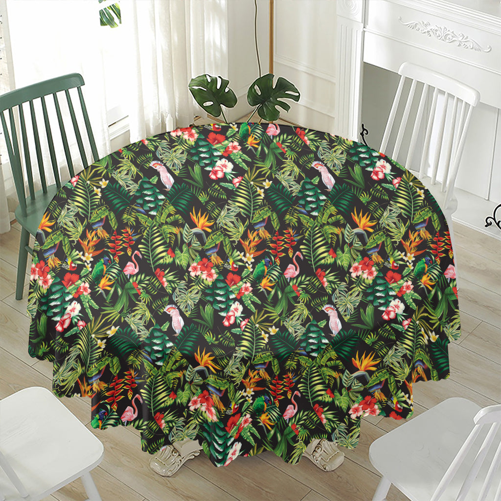 Tropical Patchwork Pattern Print Waterproof Round Tablecloth
