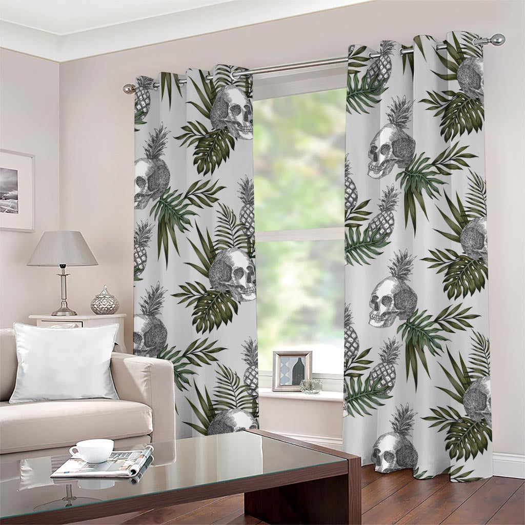 Tropical Pineapple Skull Pattern Print Grommet Curtains