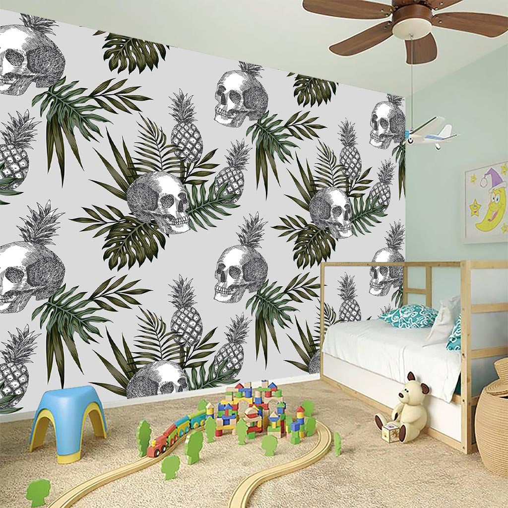 Tropical Pineapple Skull Pattern Print Wall Sticker