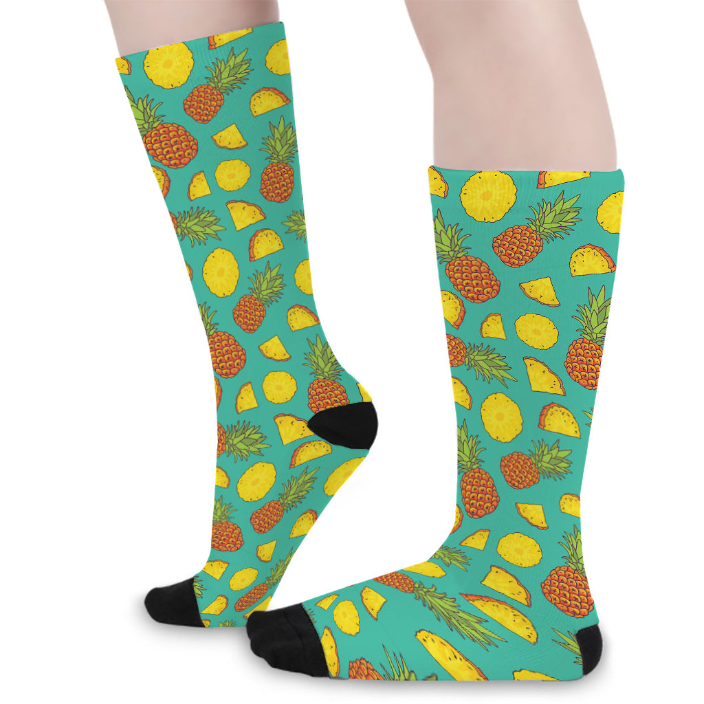 Tropical Pineapples Pattern Print Long Socks