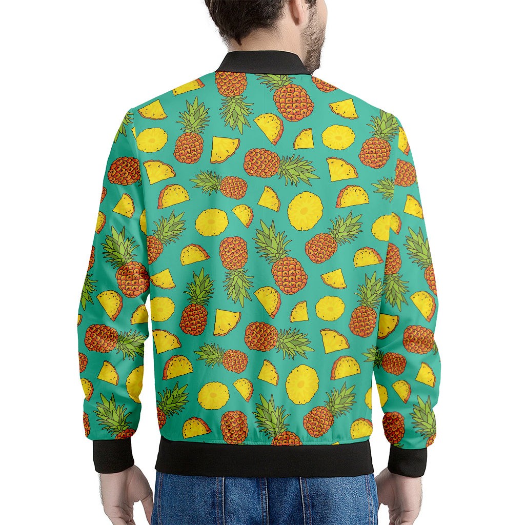 Tropical Pineapples Pattern Print Men's Bomber Jacket