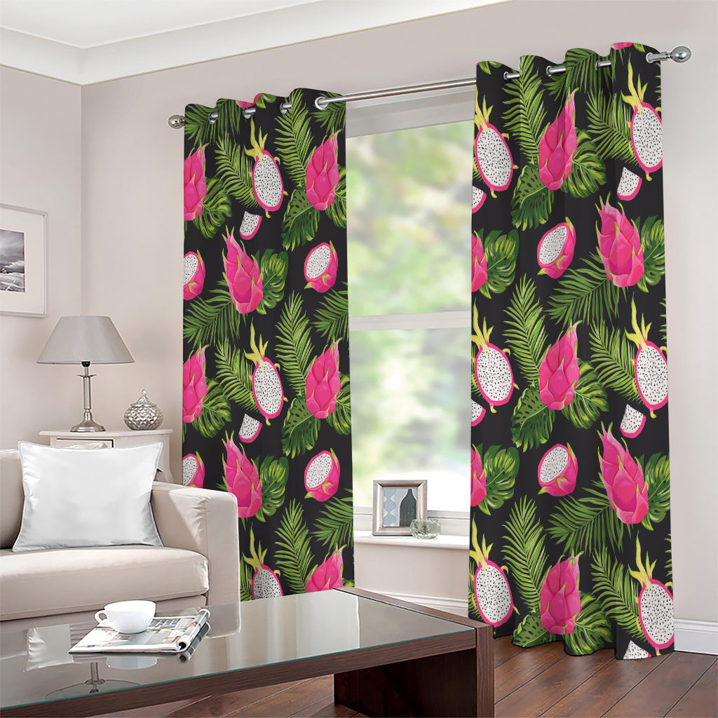 Tropical Pitaya Pattern Print Extra Wide Grommet Curtains