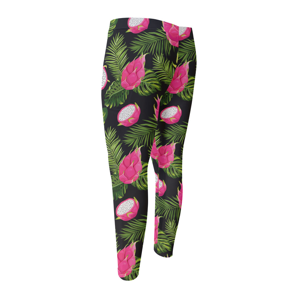 Tropical Pitaya Pattern Print Men's Compression Pants