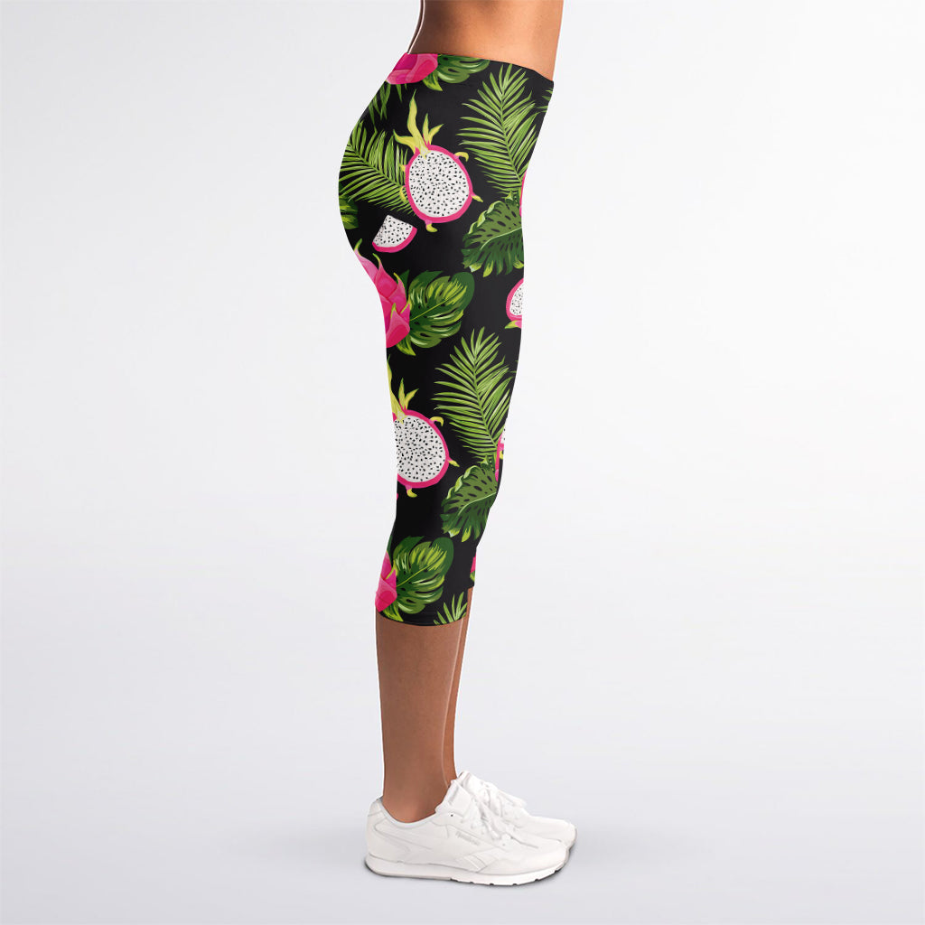 Tropical Pitaya Pattern Print Women's Capri Leggings