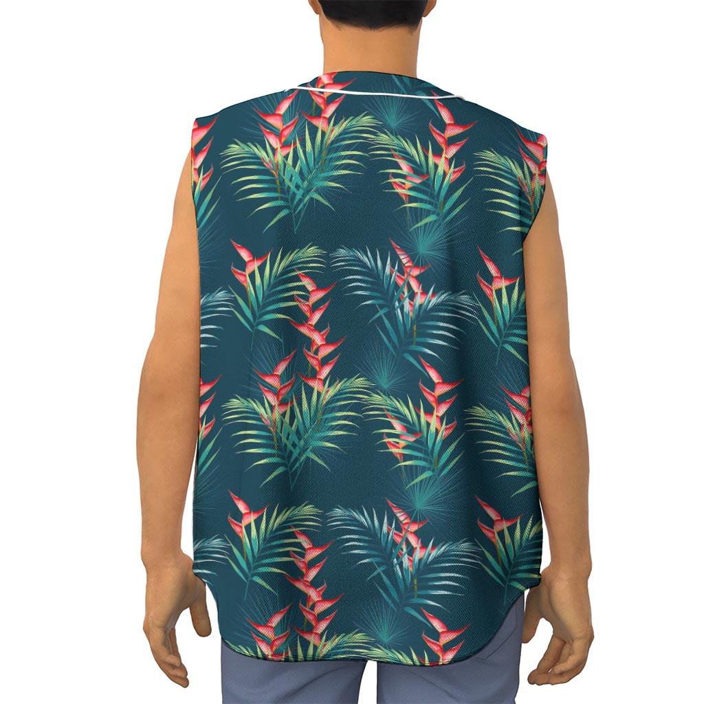 Tropical Plants Hawaii Pattern Print Sleeveless Baseball Jersey