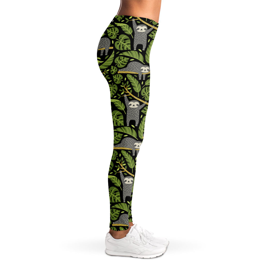 Tropical Sloth Pattern Print Women's Leggings