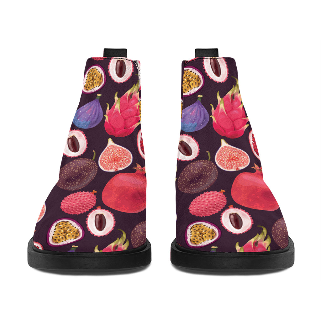Tropical Summer Fruits Pattern Print Flat Ankle Boots