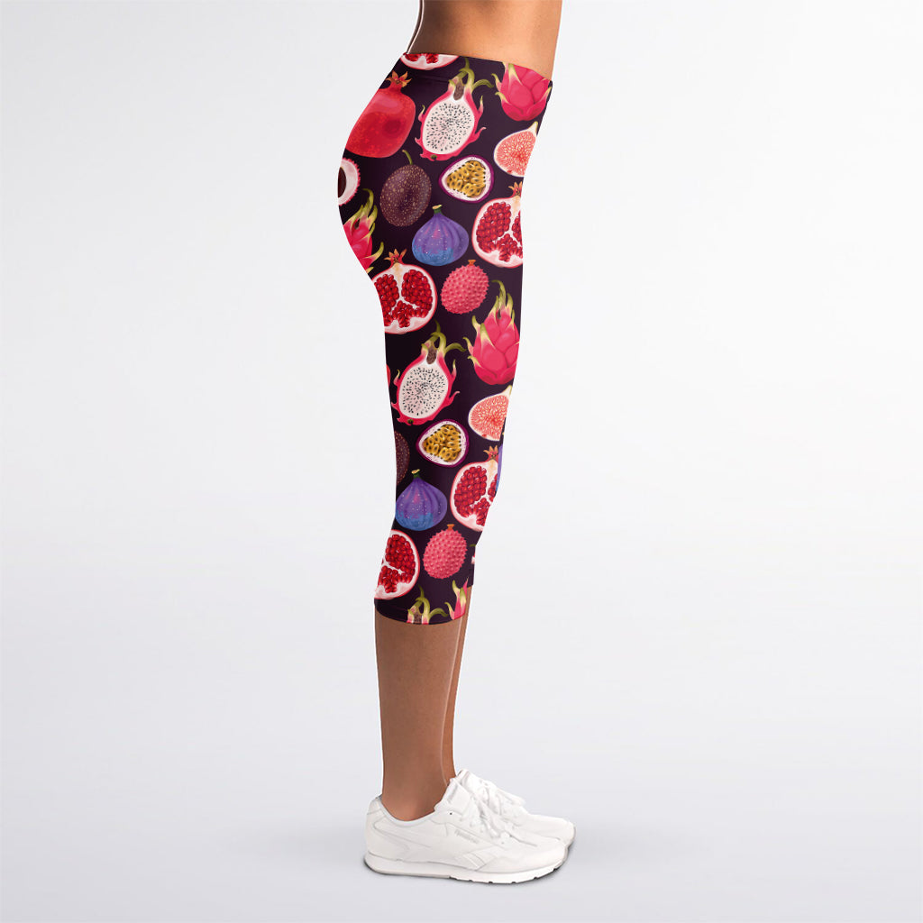 Tropical Summer Fruits Pattern Print Women's Capri Leggings