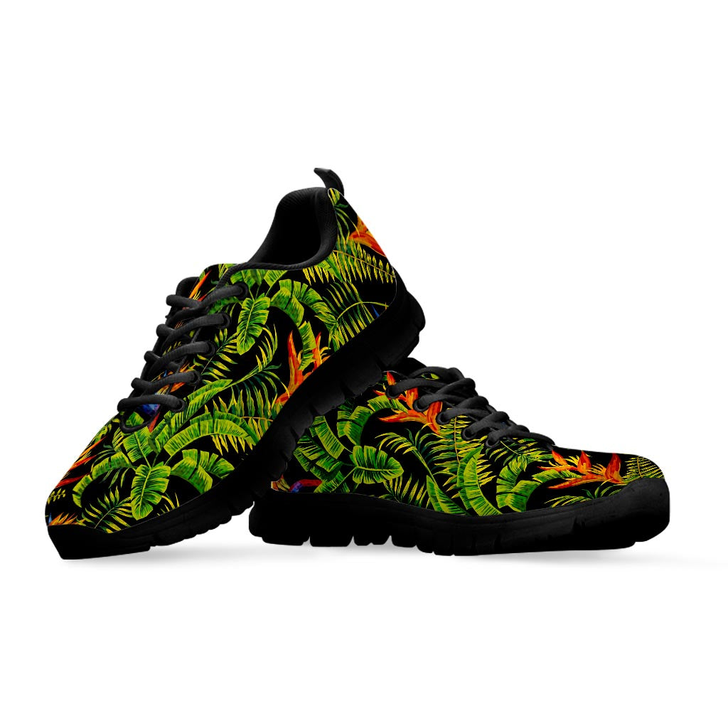 Tropical Summer Pattern Print Black Running Shoes