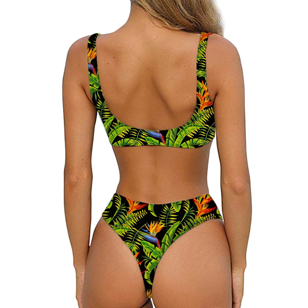 Tropical Summer Pattern Print Front Bow Tie Bikini