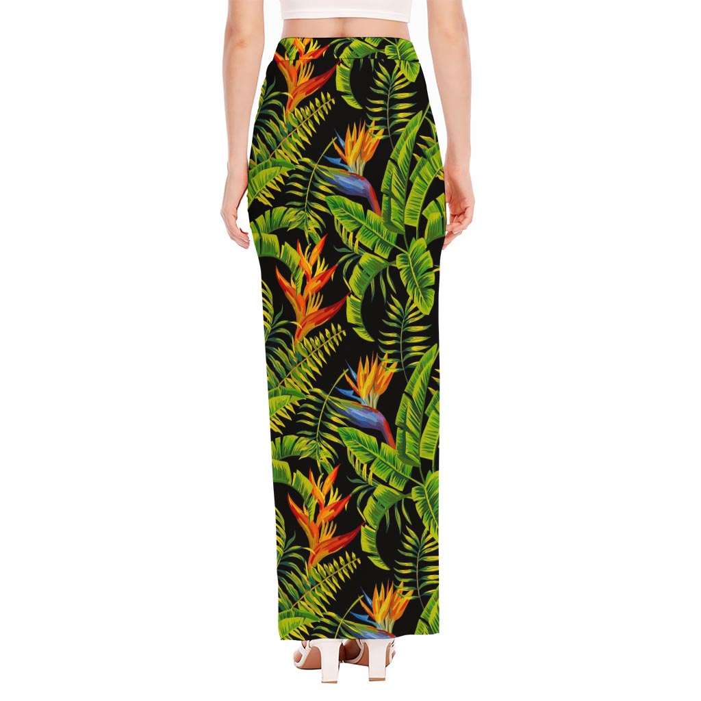 Tropical Summer Pattern Print High Slit Maxi Skirt