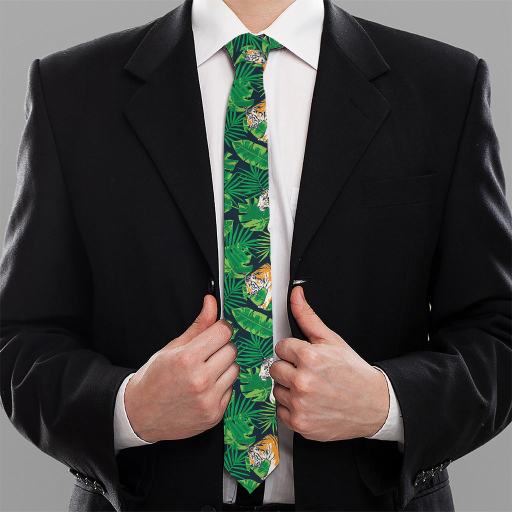 Tropical Tiger Pattern Print Necktie