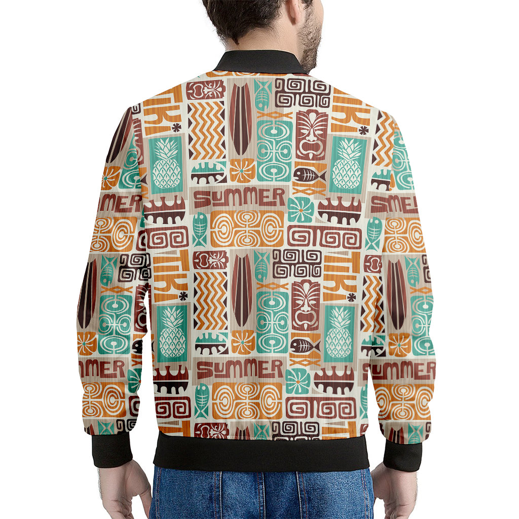 Tropical Tiki Pattern Print Men's Bomber Jacket