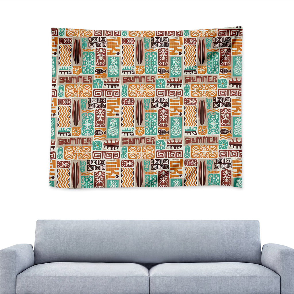 Tropical Tiki Pattern Print Tapestry