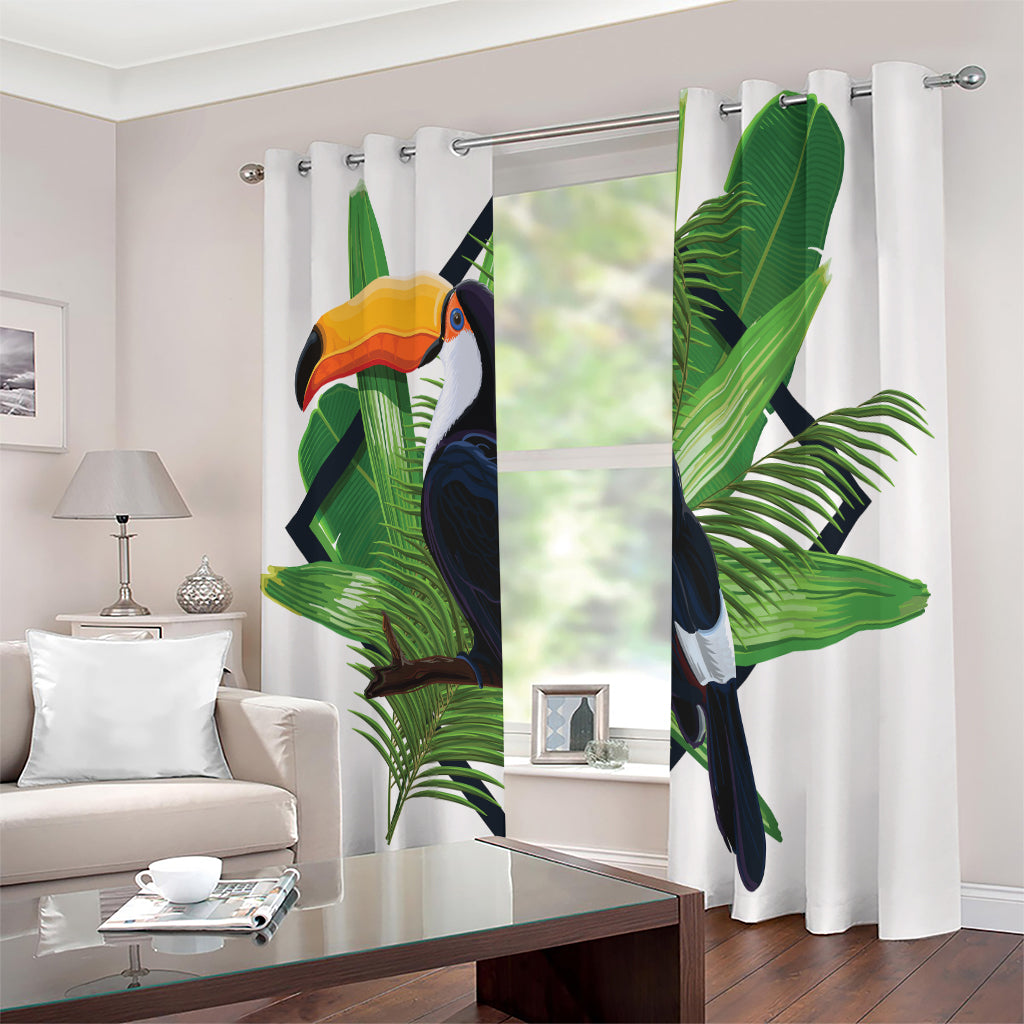 Tropical Toco Toucan Print Extra Wide Grommet Curtains