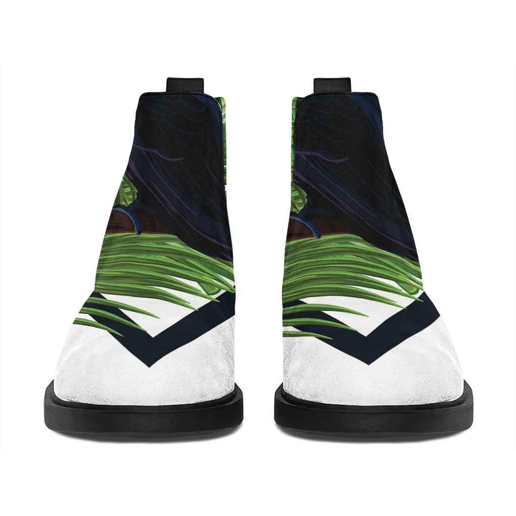 Tropical Toco Toucan Print Flat Ankle Boots