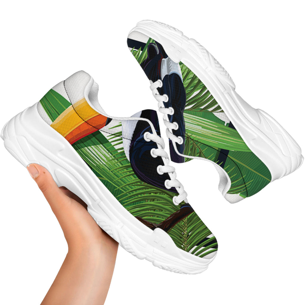 Tropical Toco Toucan Print White Chunky Shoes