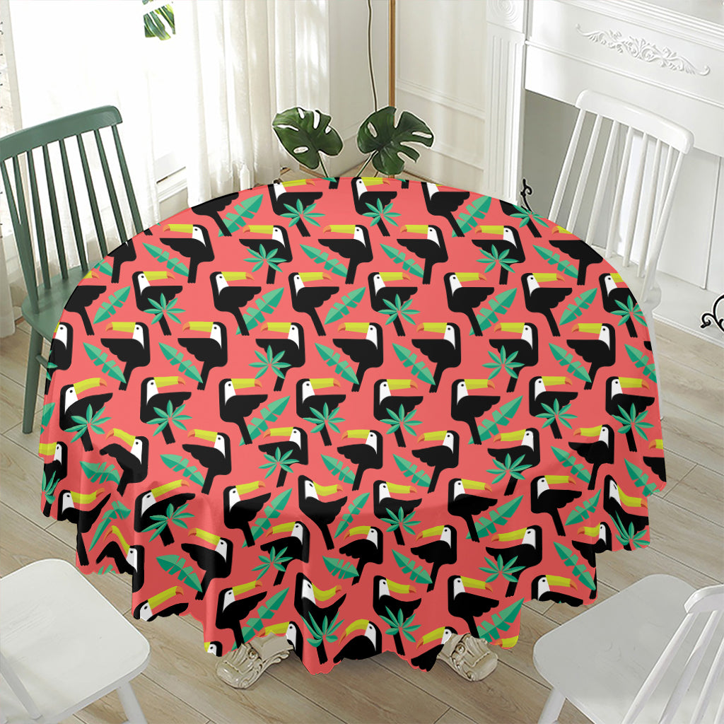 Tropical Toco Toucan Pattern Print Waterproof Round Tablecloth