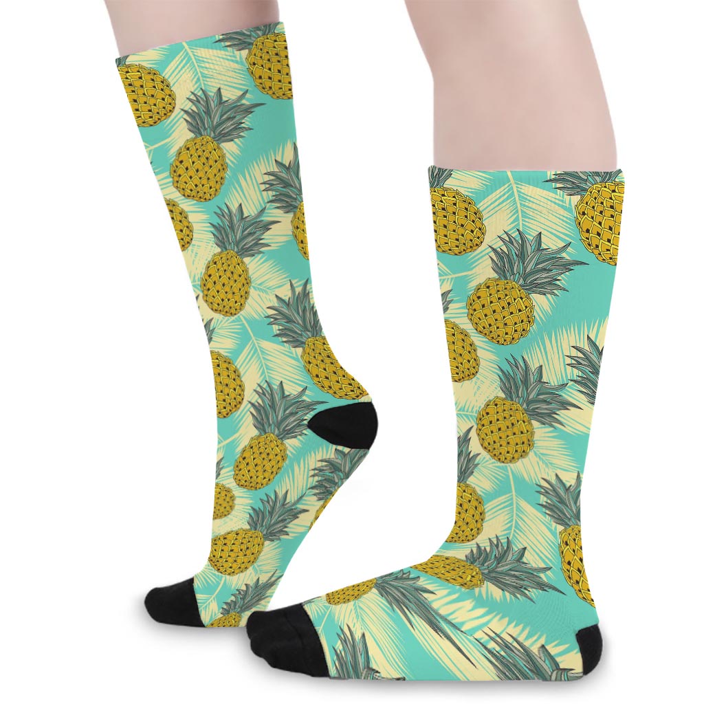 Tropical Vintage Pineapple Pattern Print Long Socks