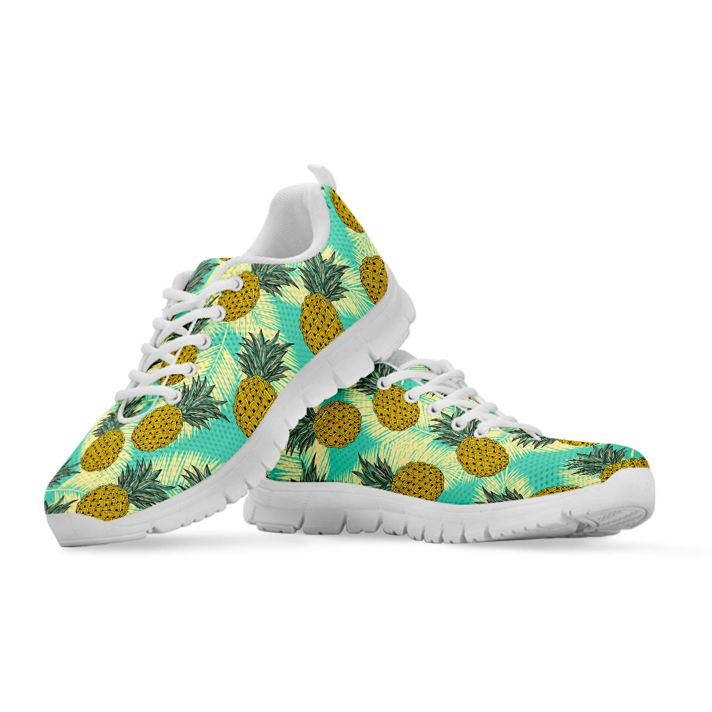 Tropical Vintage Pineapple Pattern Print White Running Shoes