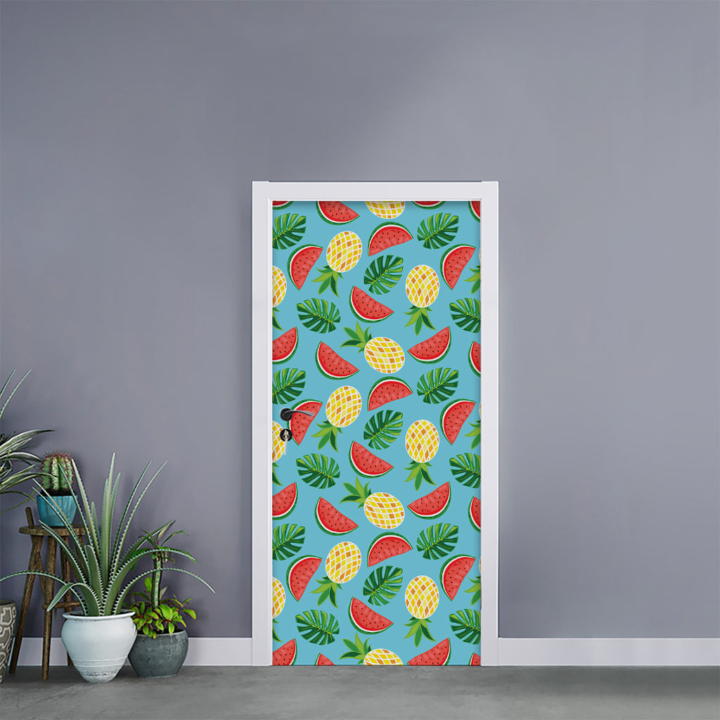 Tropical Watermelon And Pineapple Print Door Sticker